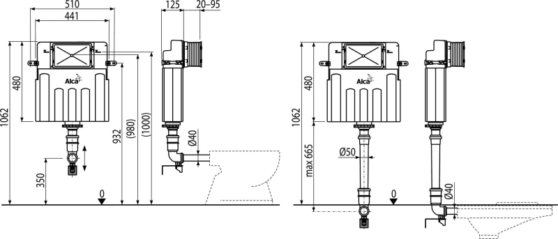 Бачок для унитаза скрытого монтажа Alcaplast Basicmodul AM112W