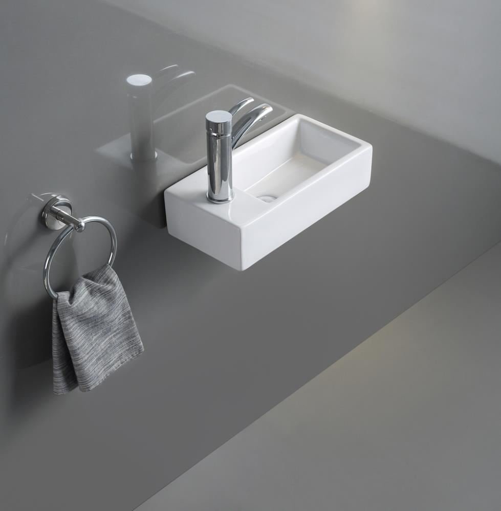 Подвесная/накладная раковина CeramaLux 40,5 N 9048DR правая белая