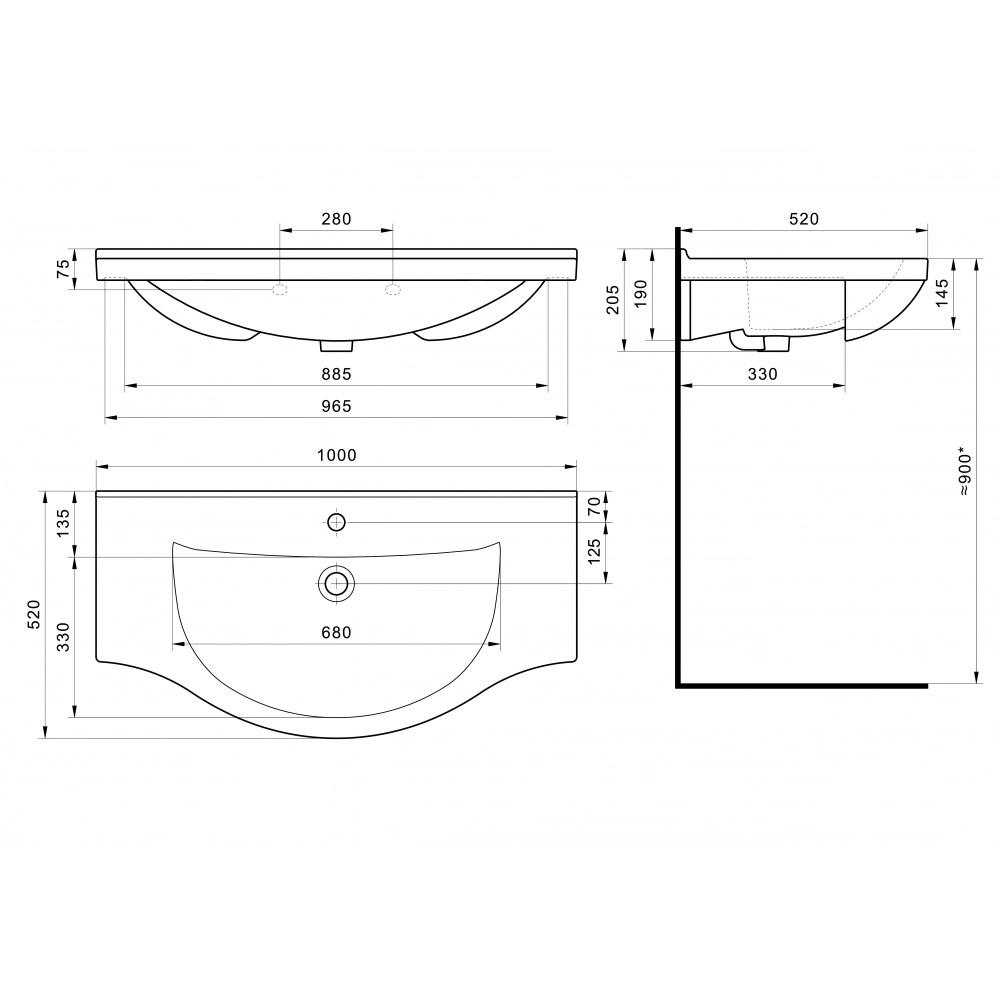 Мебельная раковина Santek Эльбрус 100