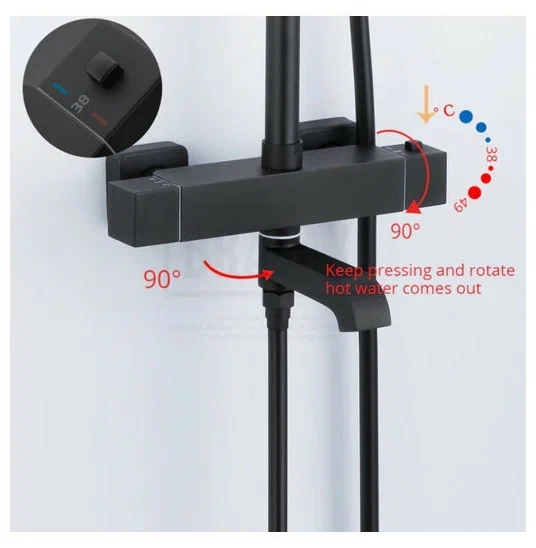 Душевая стойка с термостатом Gappo G2491-6