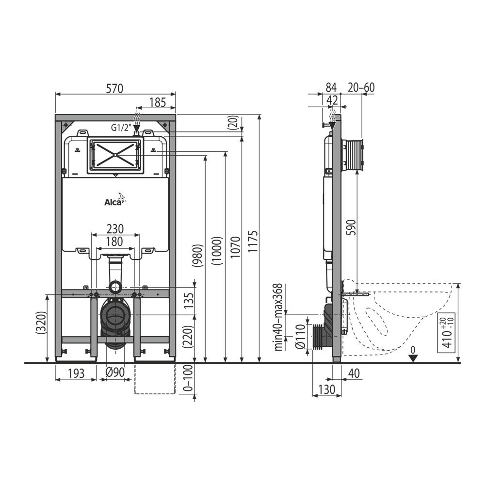 Инсталляция для подвесного унитаза Alcaplast Sadromodul Slim AM1101/1200