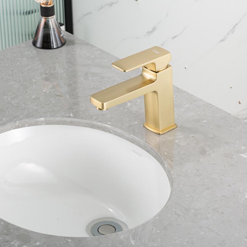 Смеситель для раковины Frap H90-3 F1090-3 золотой сатин