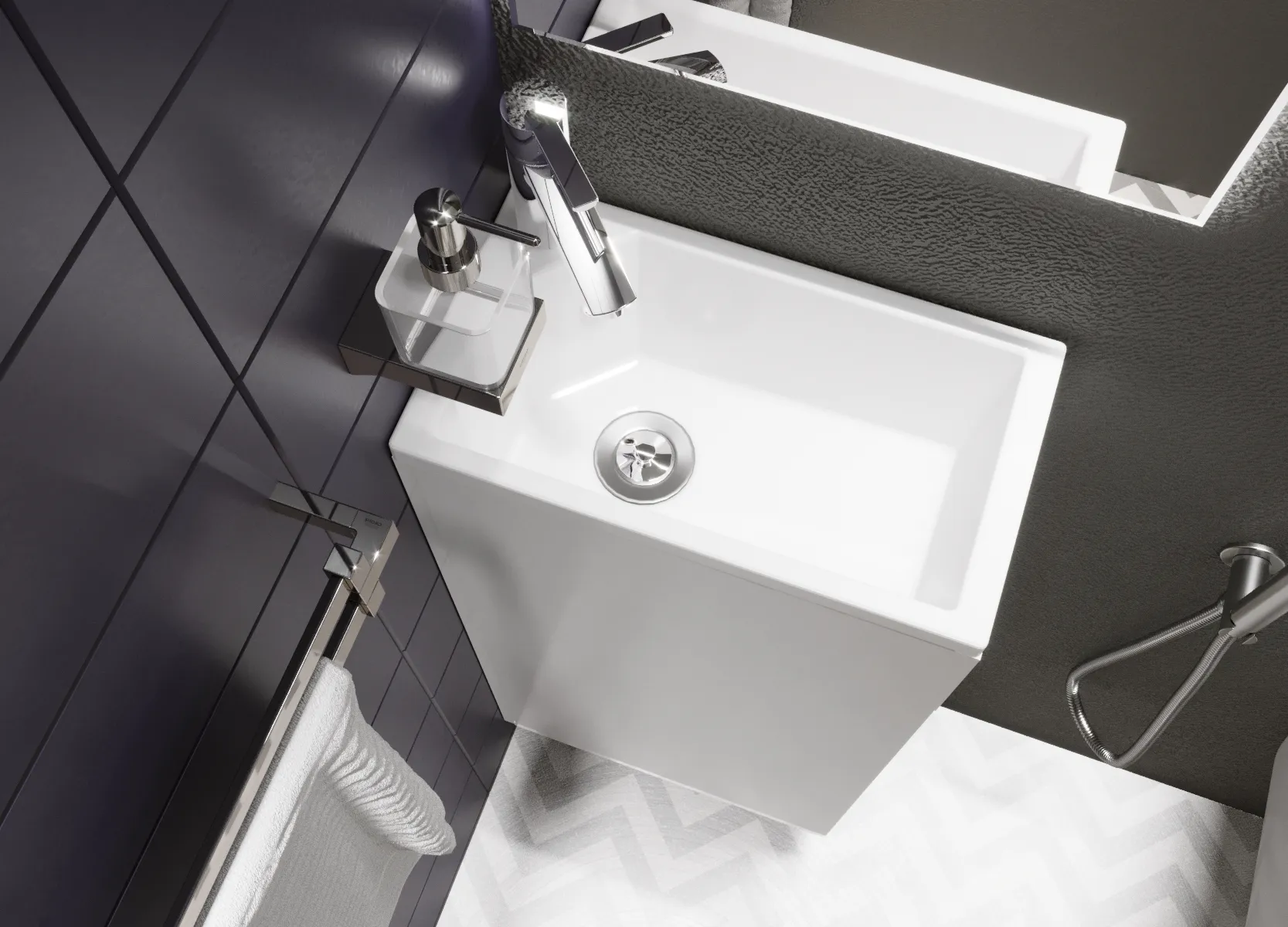 Тумба с раковиной 1Marka Laura 40Н 1д. Белый глянец L