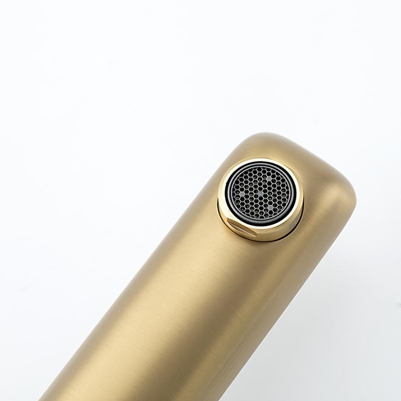 Высокий смеситель для раковины Gappo G48-3 G1048-32 золотой сатин