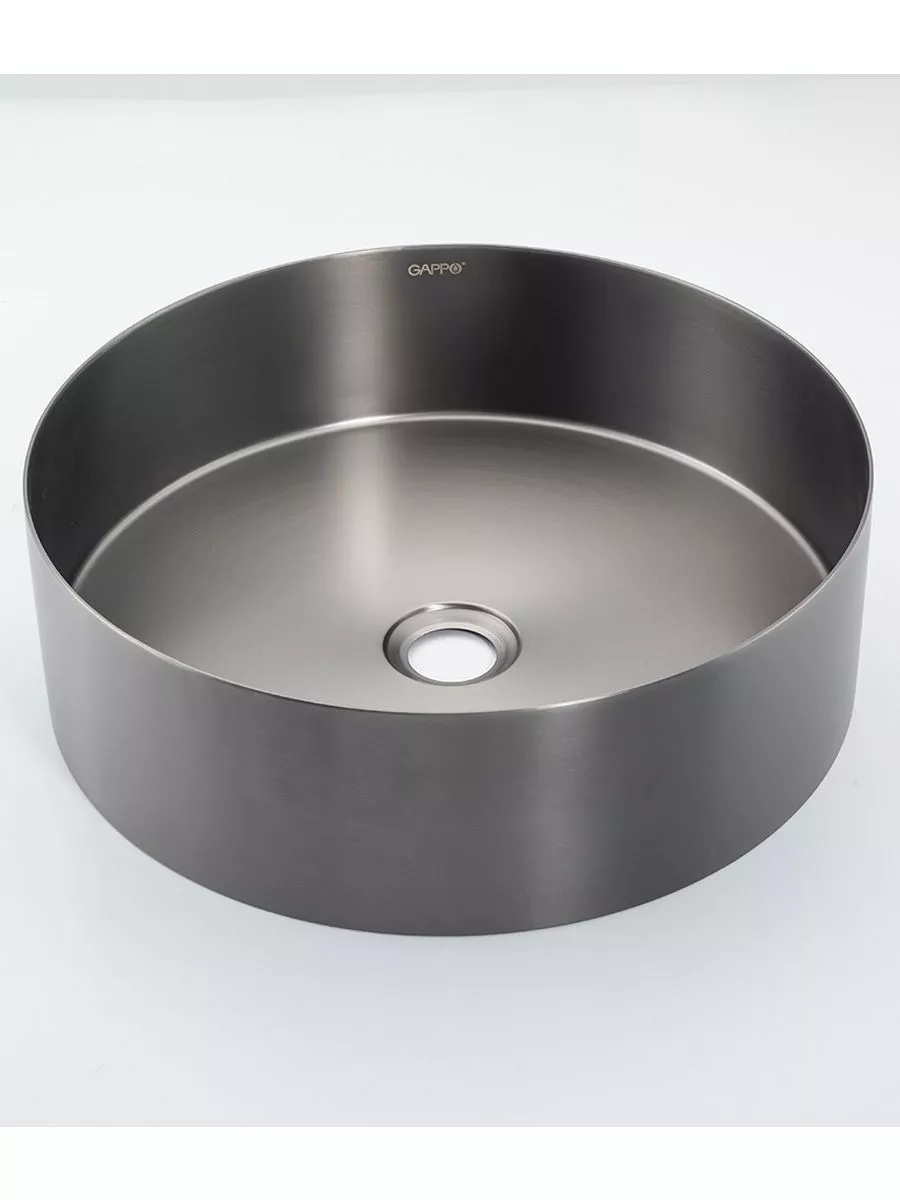 Накладная раковина D40 с донным клапаном Gappo GX101-9 оружейная сталь