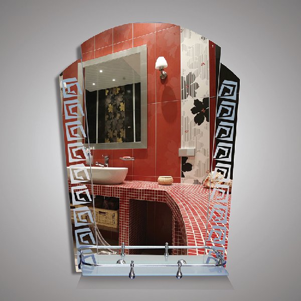 Зеркало с полкой EvaGold 68x53 матовые вставки (орнамент)