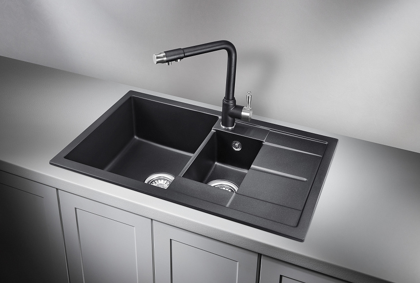 Кухонная мойка Granula GR-7802 Шварц (черный металлик)