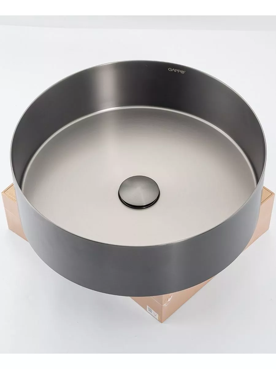 Накладная раковина D40 с донным клапаном Gappo GX101-9 оружейная сталь