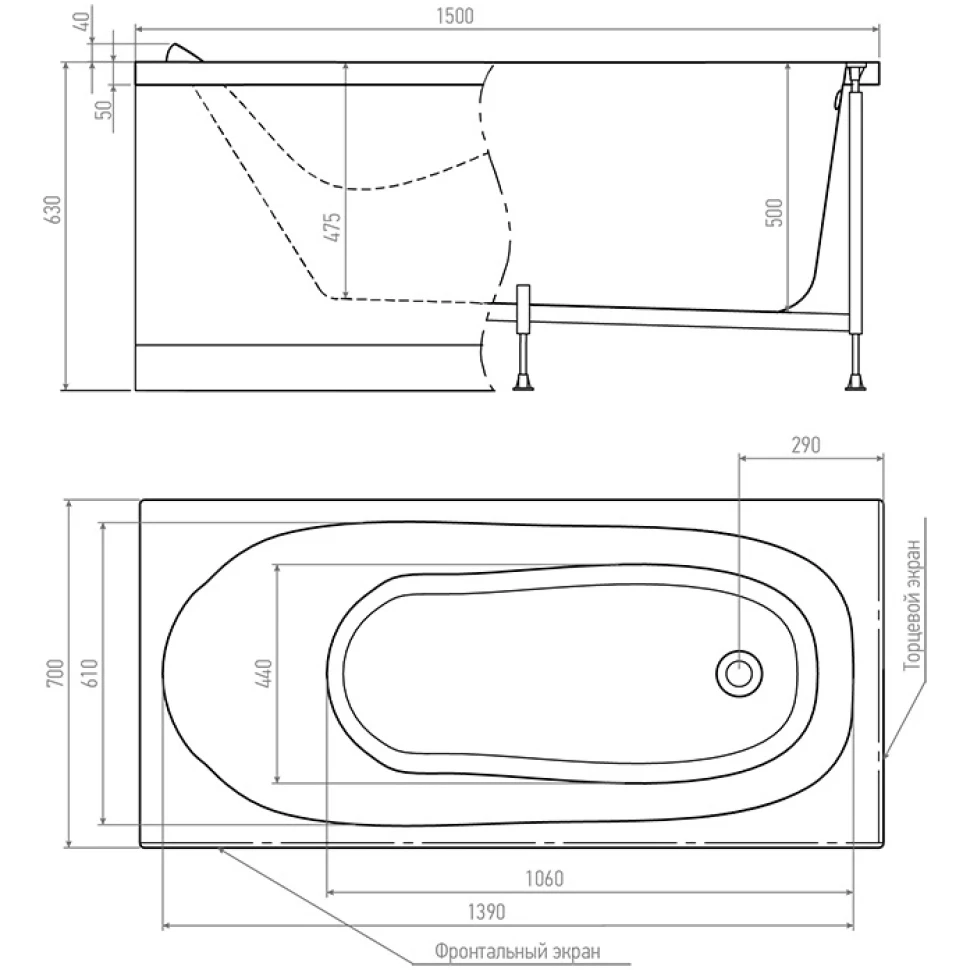Акриловая ванна Alex Baitler Nemi 150*70