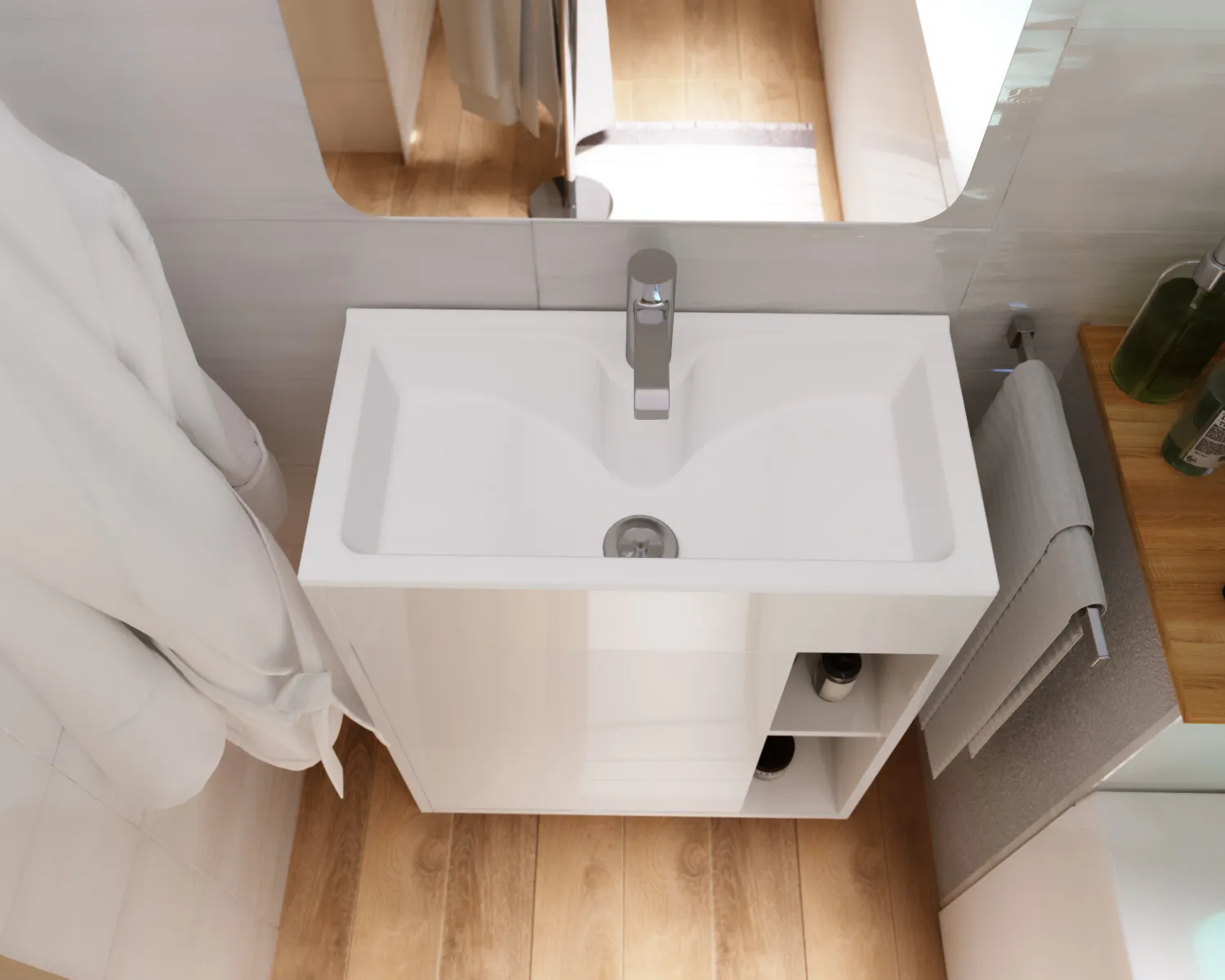 Тумба с раковиной 1Marka Lido 60Н 1д. Белый глянец