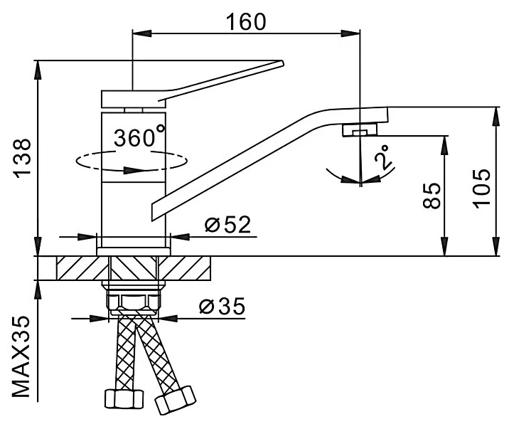 Смеситель для раковины Frap H45 F4545 белый-хром