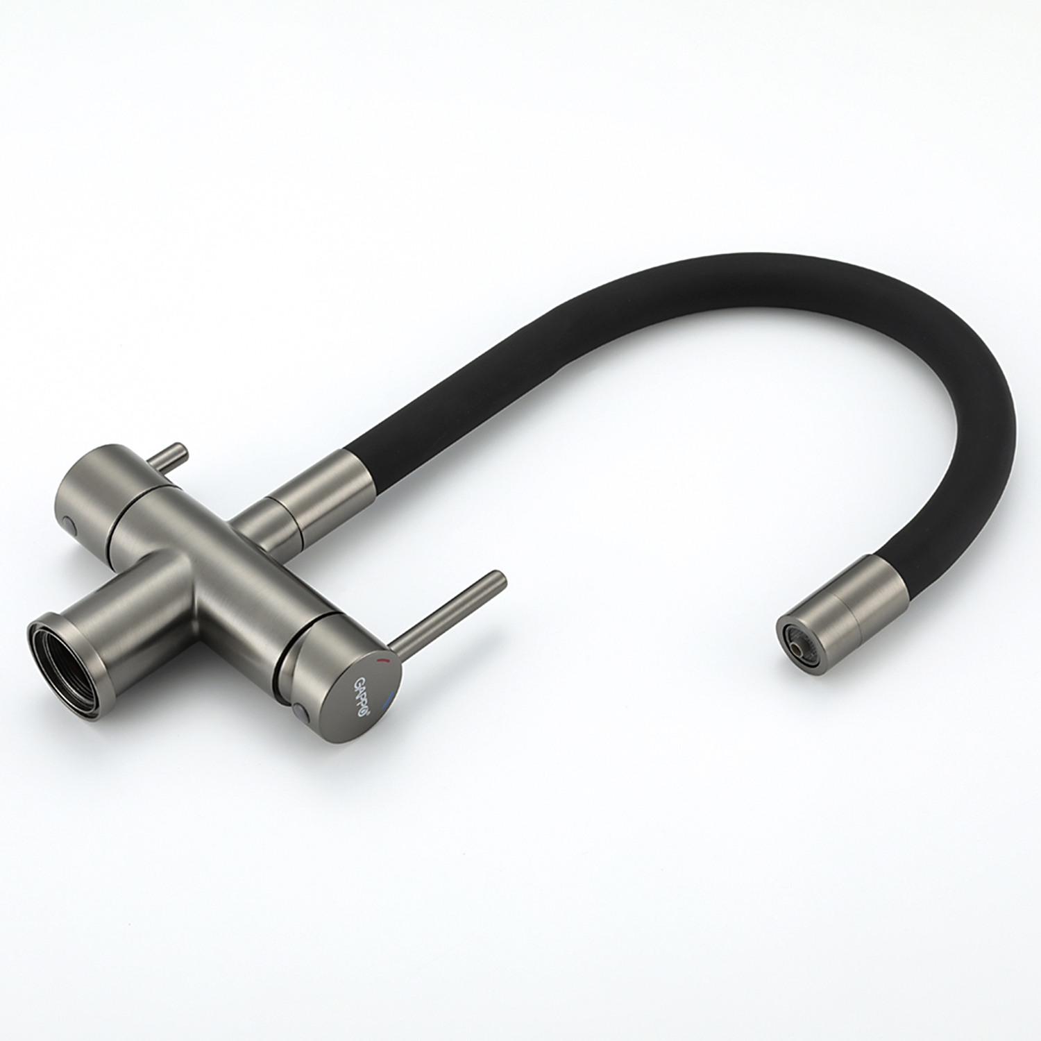 Смеситель для кухни с подключением фильтра Gappo G4398-39 оружейная сталь-черный