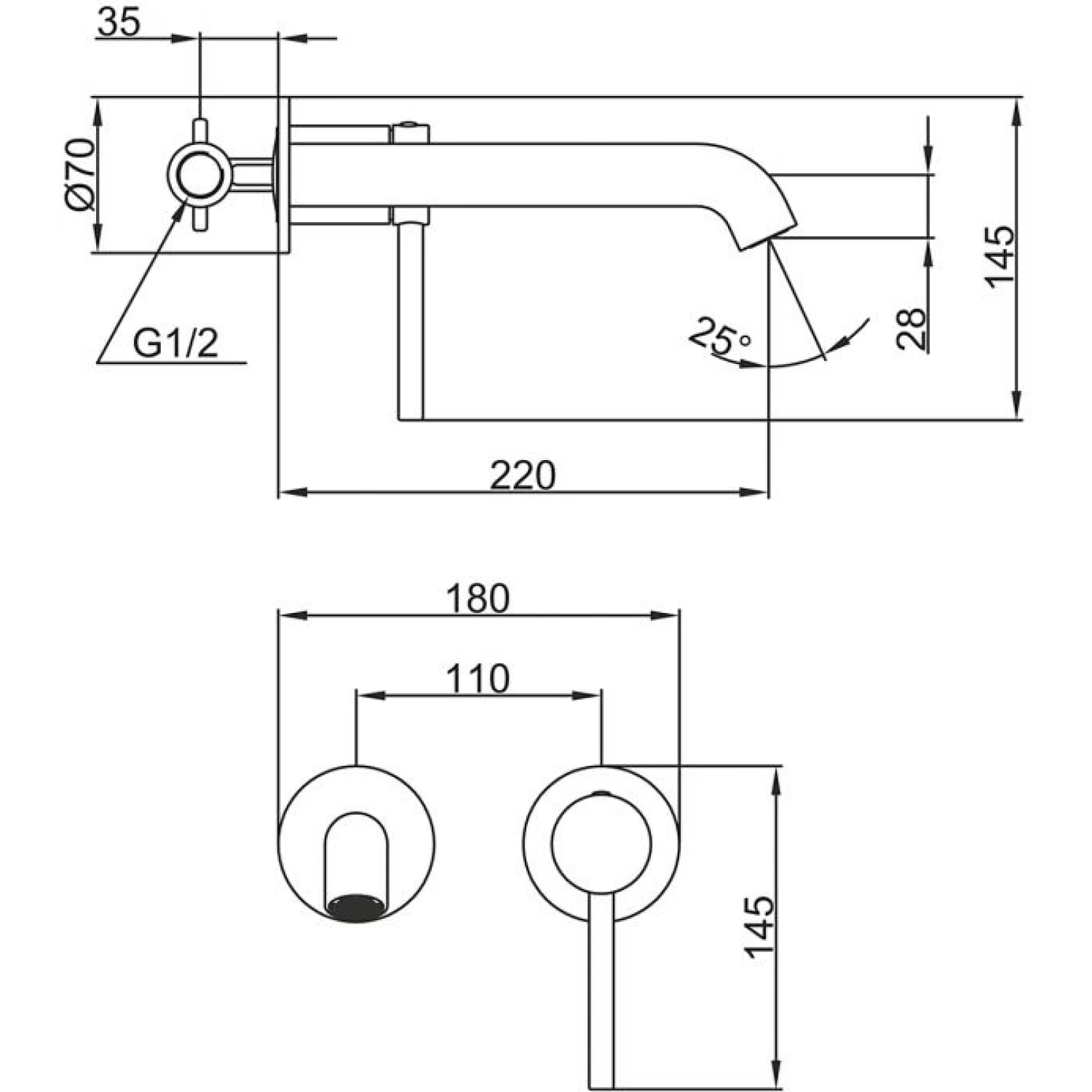 Встраиваемый смеситель для раковины Gappo G06-3 G1206-3 золотой сатин