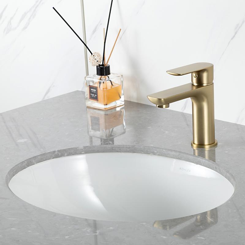 Смеситель для раковины Gappo G48-3 G1048-3 золотой сатин