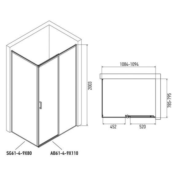 Боковая стенка Alex Baitler SG61C80 800*2000