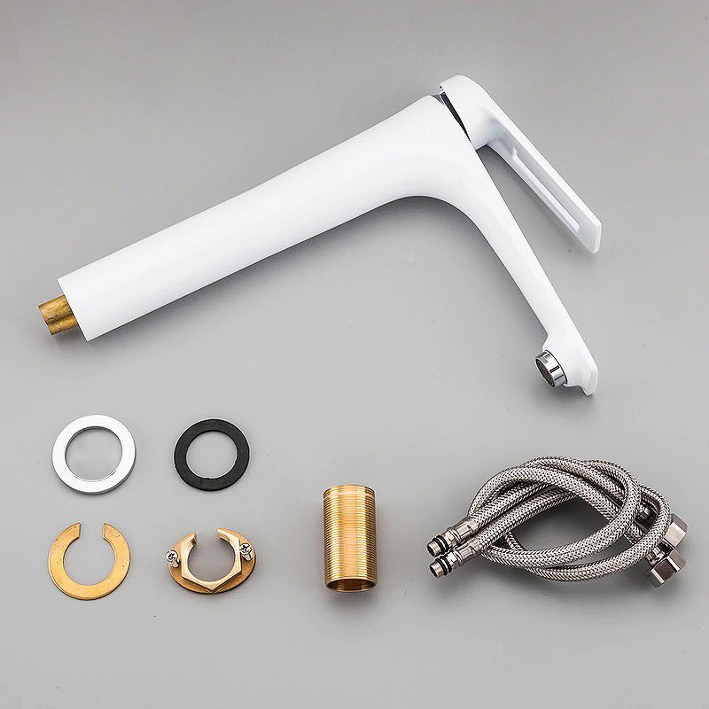 Высокий смеситель для раковины Frap H52 F1052-54 белый-хром