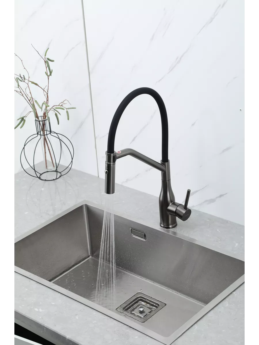 Смеситель для кухни Gappo G4098-19 оружейная сталь