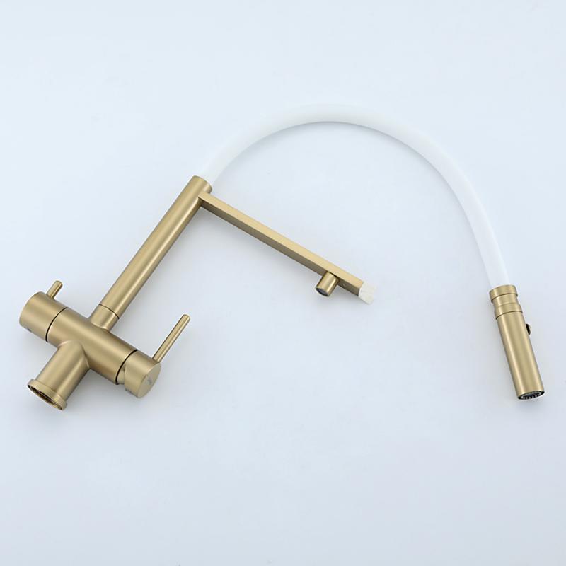 Смеситель для кухни с фильтром Gappo G97 G4397-83 золотой сатин