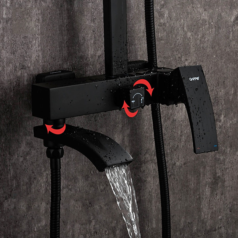 Черная душевая система Gappo G07-6 G2407-6