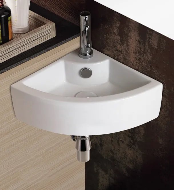 Подвесная/накладная раковина CeramaLux 33 N 9067B угловая белая