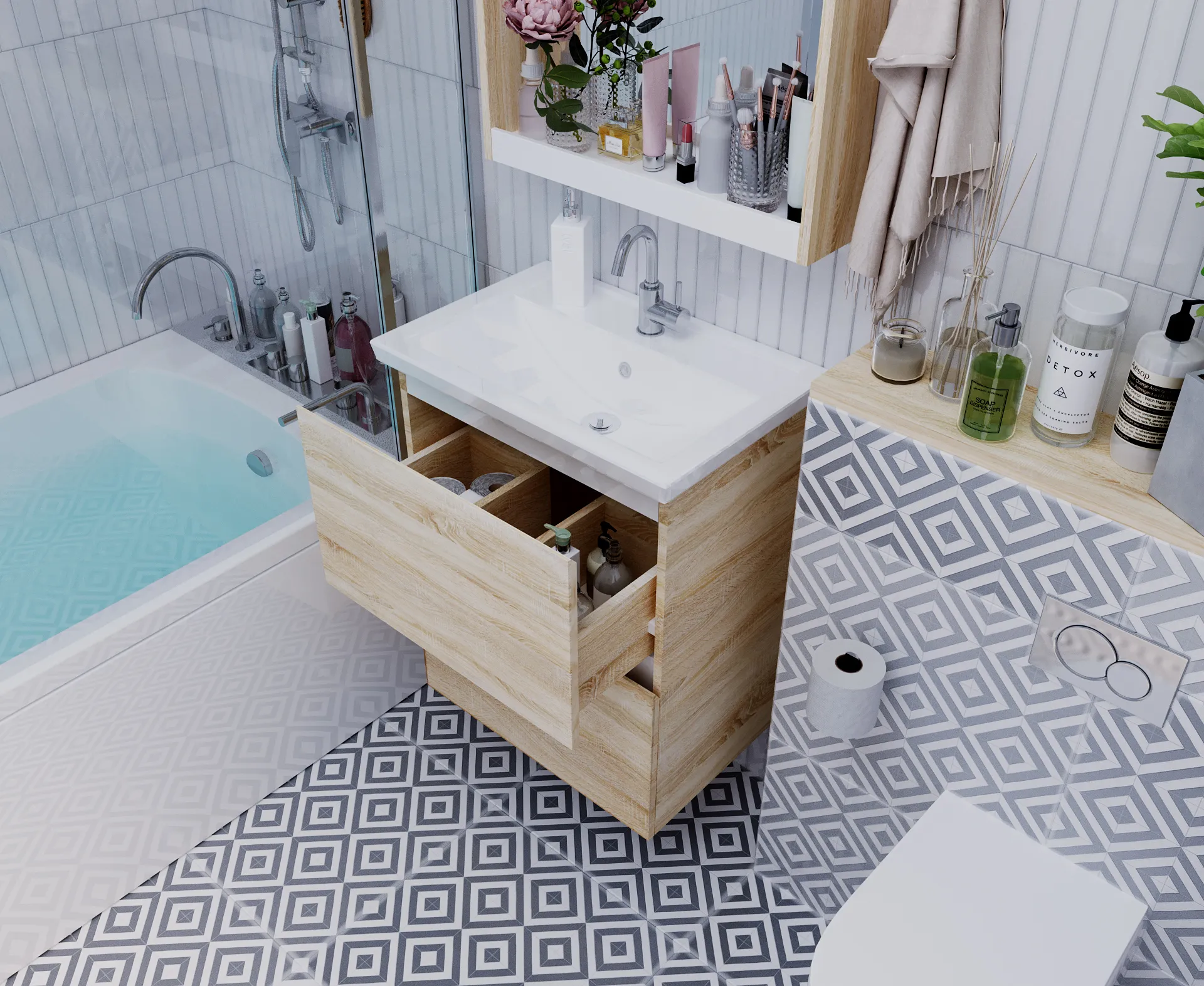 Тумба 1Marka New Aris 70П 2я. Дуб Сонома