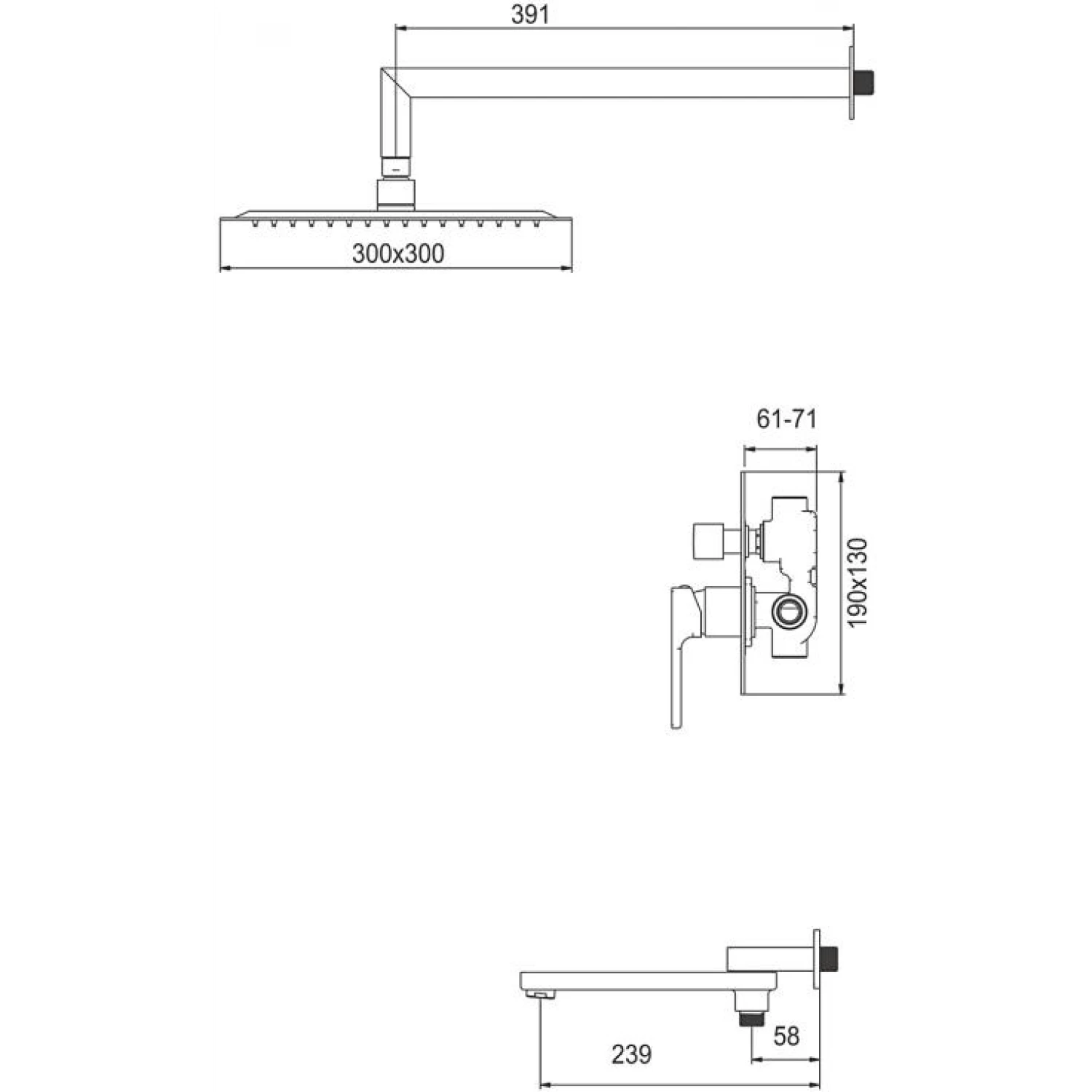 Встраиваемая душевая система Gappo G17-3 G7117-3 золотой сатин