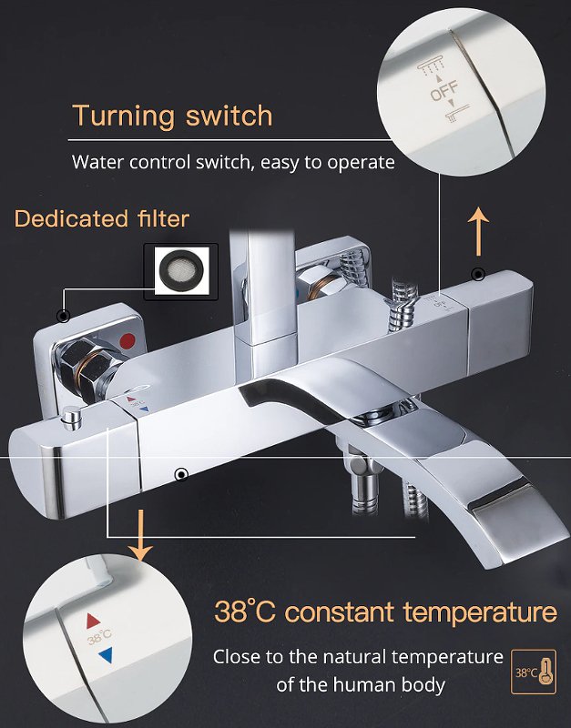 Душевая система с термостатом Gappo G07 G2407-40