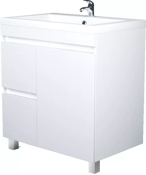 Тумба 1Marka Cube 75Н 2в.я 1д Белый глянец