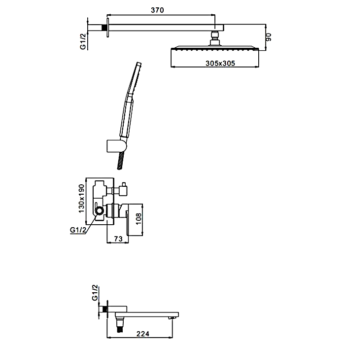 Встраиваемая душевая система Gappo G7199-20
