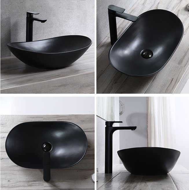 Накладная раковина CeramaLux 61 7811AMB Черная матовая