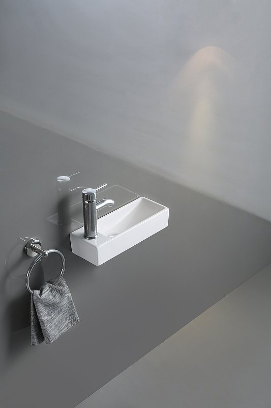 Подвесная/накладная раковина CeramaLux 38 N 9048FR правая белая