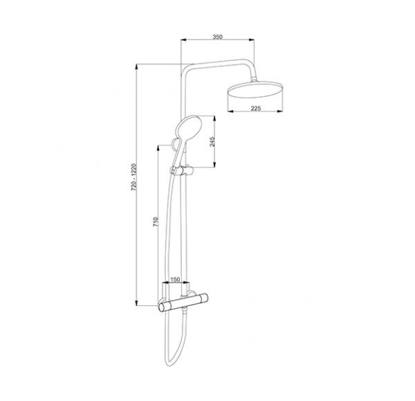 Душевая стойка с термостатом Nova 1350 хром
