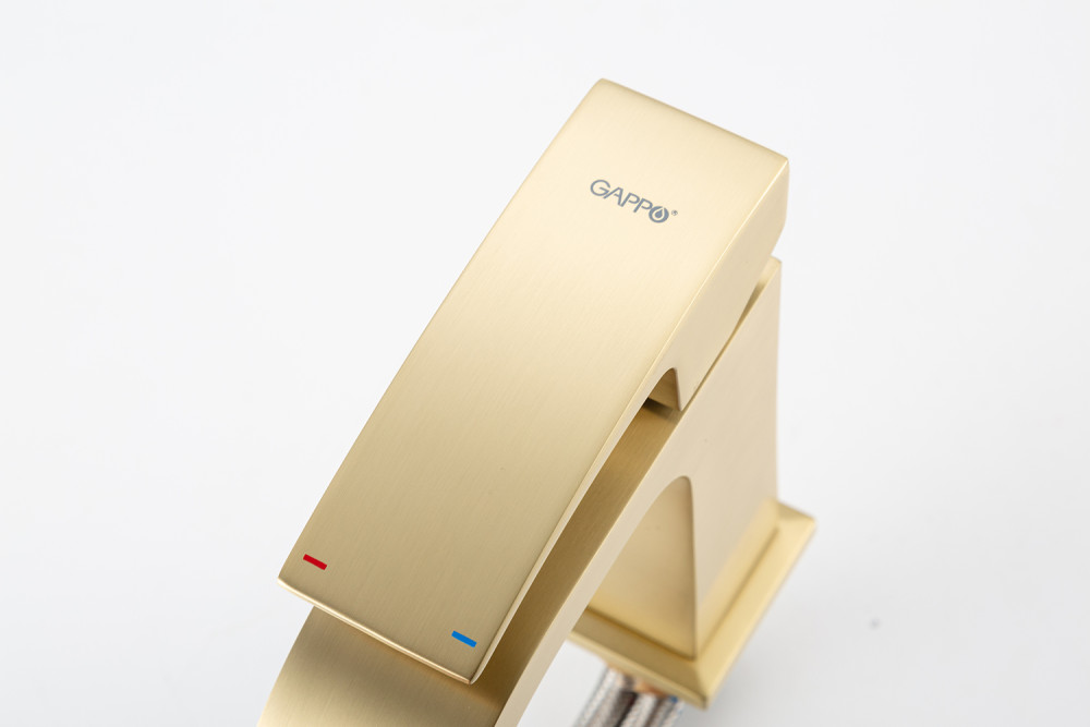 Смеситель для раковины Gappo G07-33 G1007-33 золотой сатин