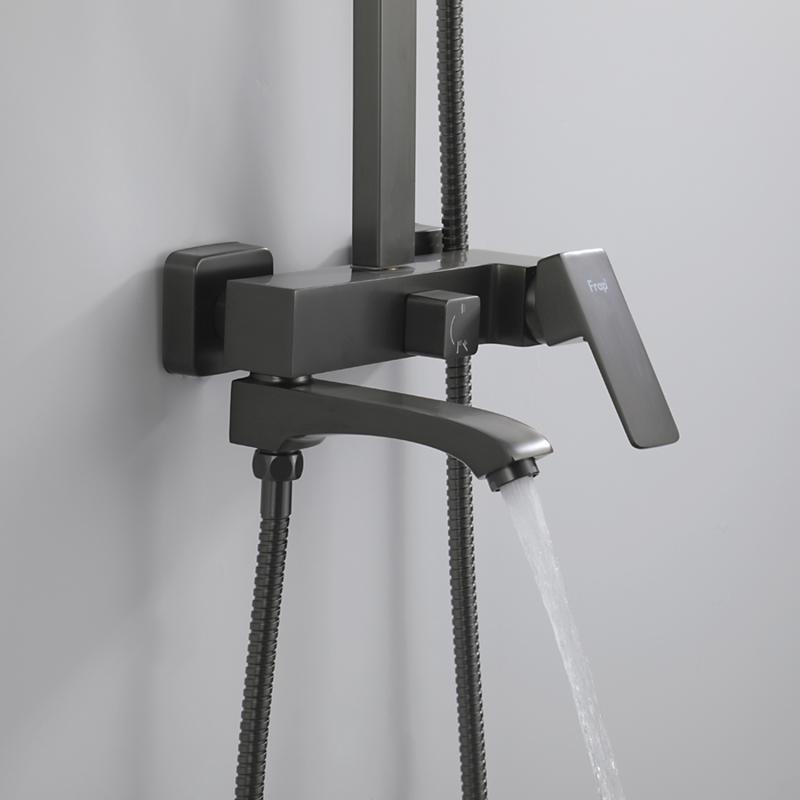 Душевая система Frap H76-9 F2476-9 оружейная сталь