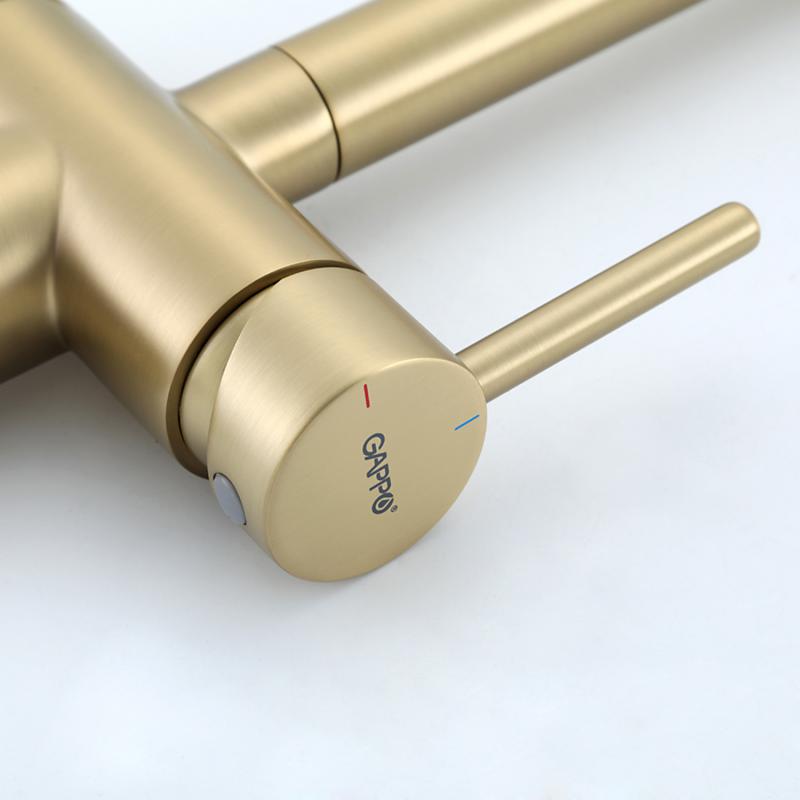 Смеситель для кухни с фильтром Gappo G97 G4397-83 золотой сатин