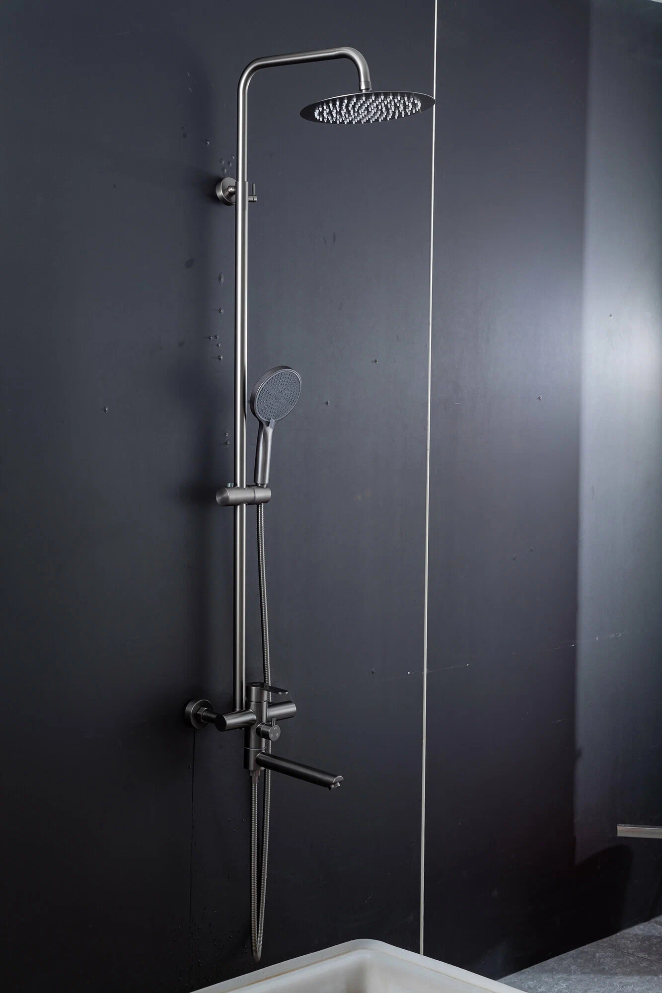 Душевая система Frap H801-9 F24801-9 оружейная сталь