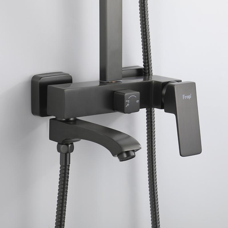 Душевая система Frap H76-9 F2476-9 оружейная сталь