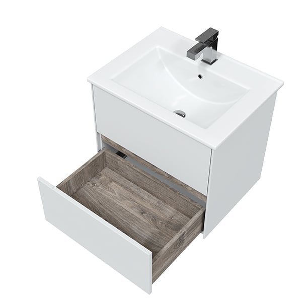 Подвесная тумба Sole Ultra 60 (2 ящ.) белая глянцевая