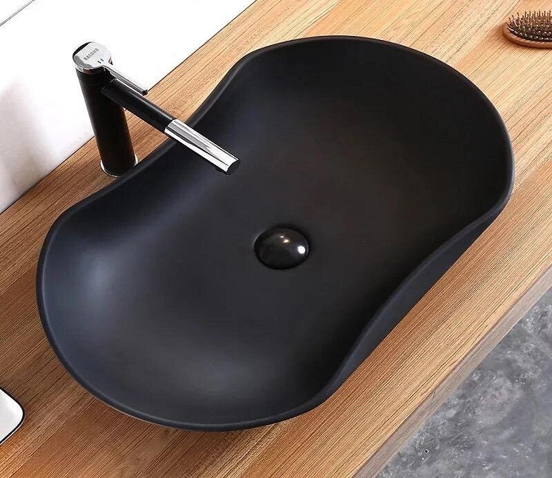 Накладная раковина CeramaLux 66 NC 9175MB Черная матовая