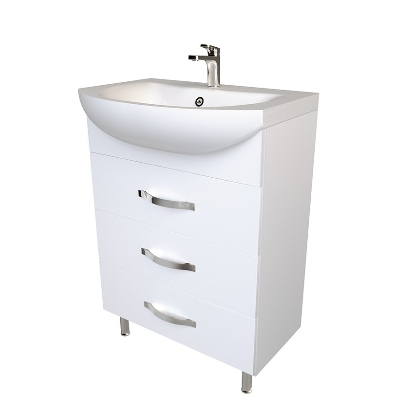 Тумба 1Marka Вита 65Н 3в.я. Белый глянец, МДФ