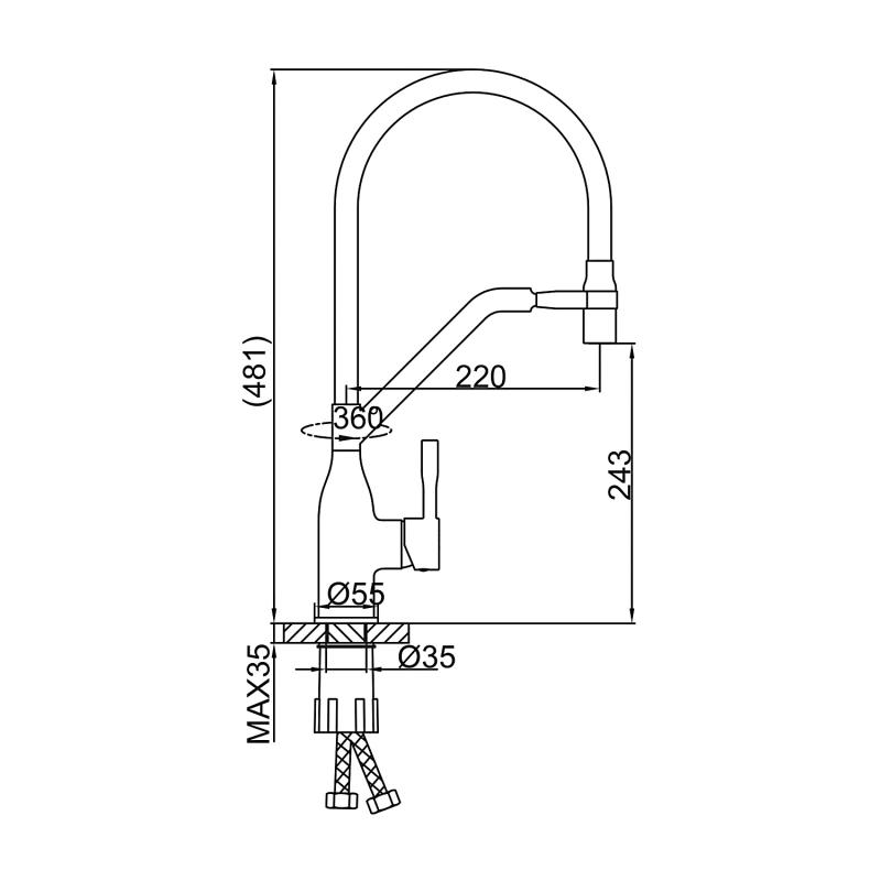 Смеситель для кухни Frap H97 F4497-6 черный