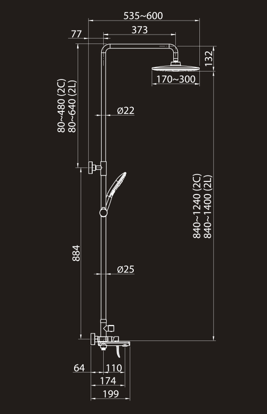 Душевая система Elghansa Shower Set 2305599-2L (Set-17) хром