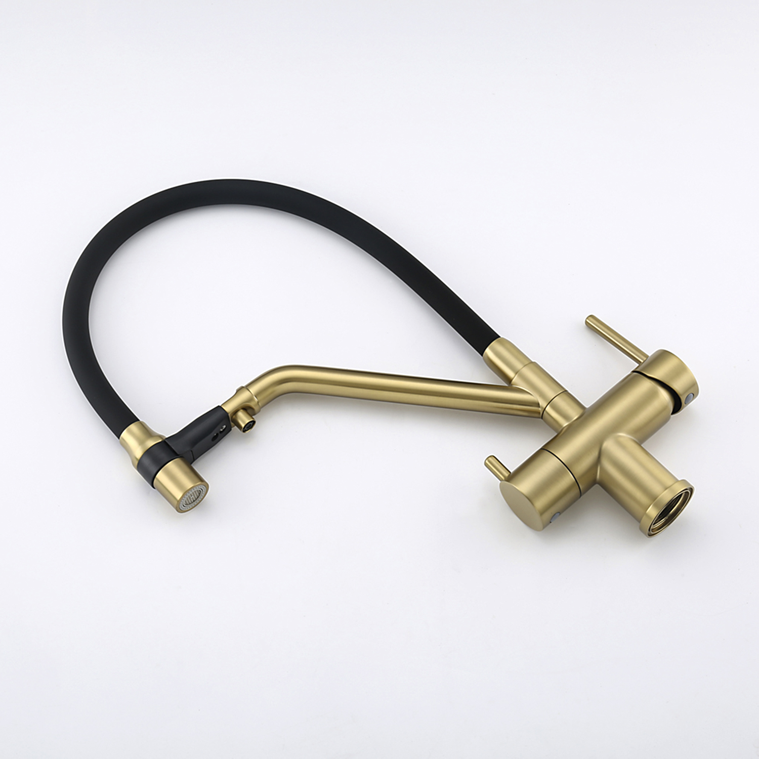 Смеситель для кухни с гибким изливом и фильтром Gappo G4398-83 золото-черный