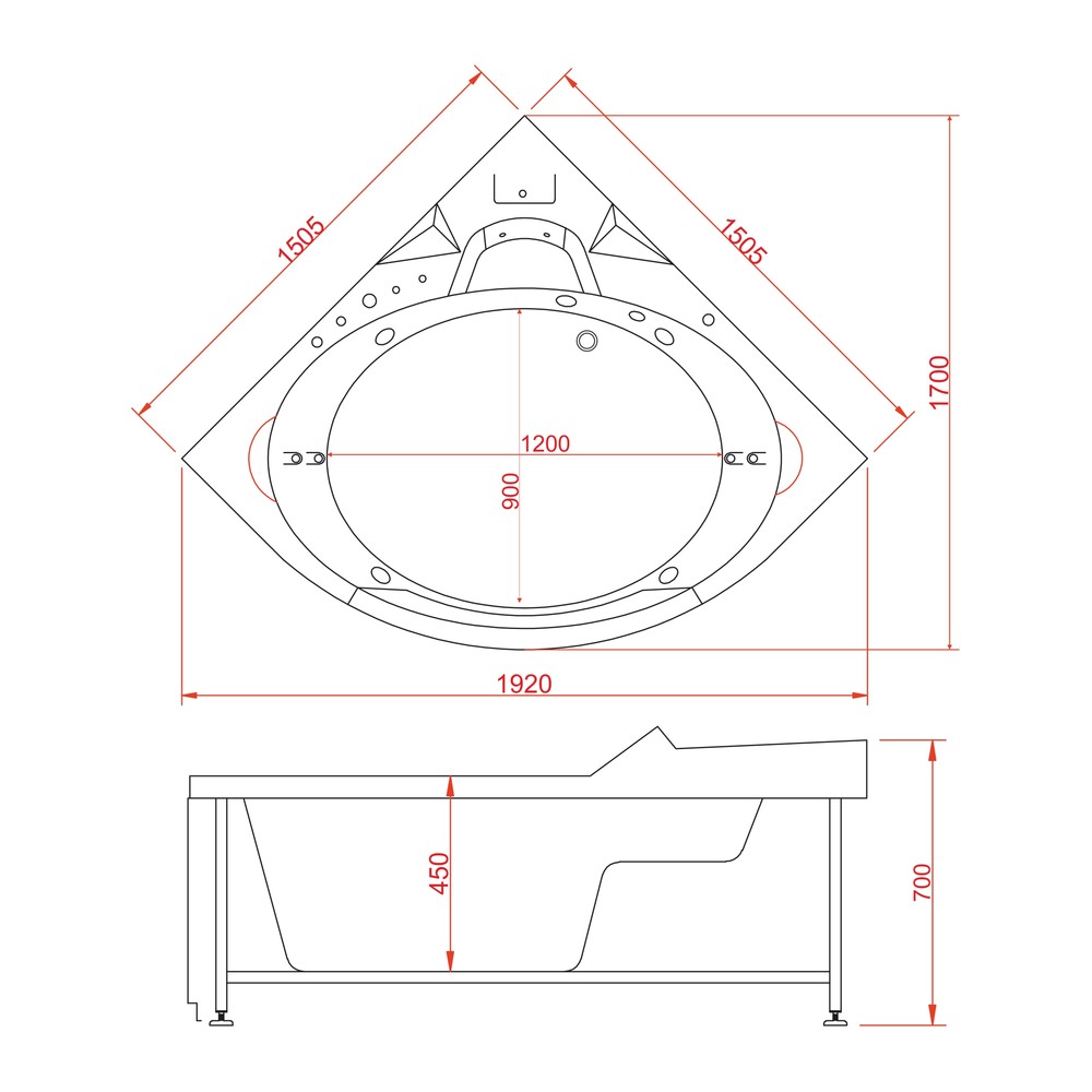 Гидромассажная ванна EvaGold OLB-840 135*135