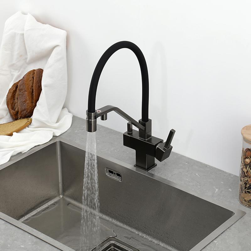 Смеситель для кухни с фильтром Gappo G95 G4395-69 оружейная сталь