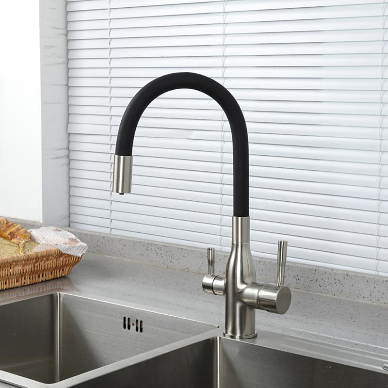 Смеситель для кухни с подключением фильтра Frap H96 F4396-5 сатин-черный