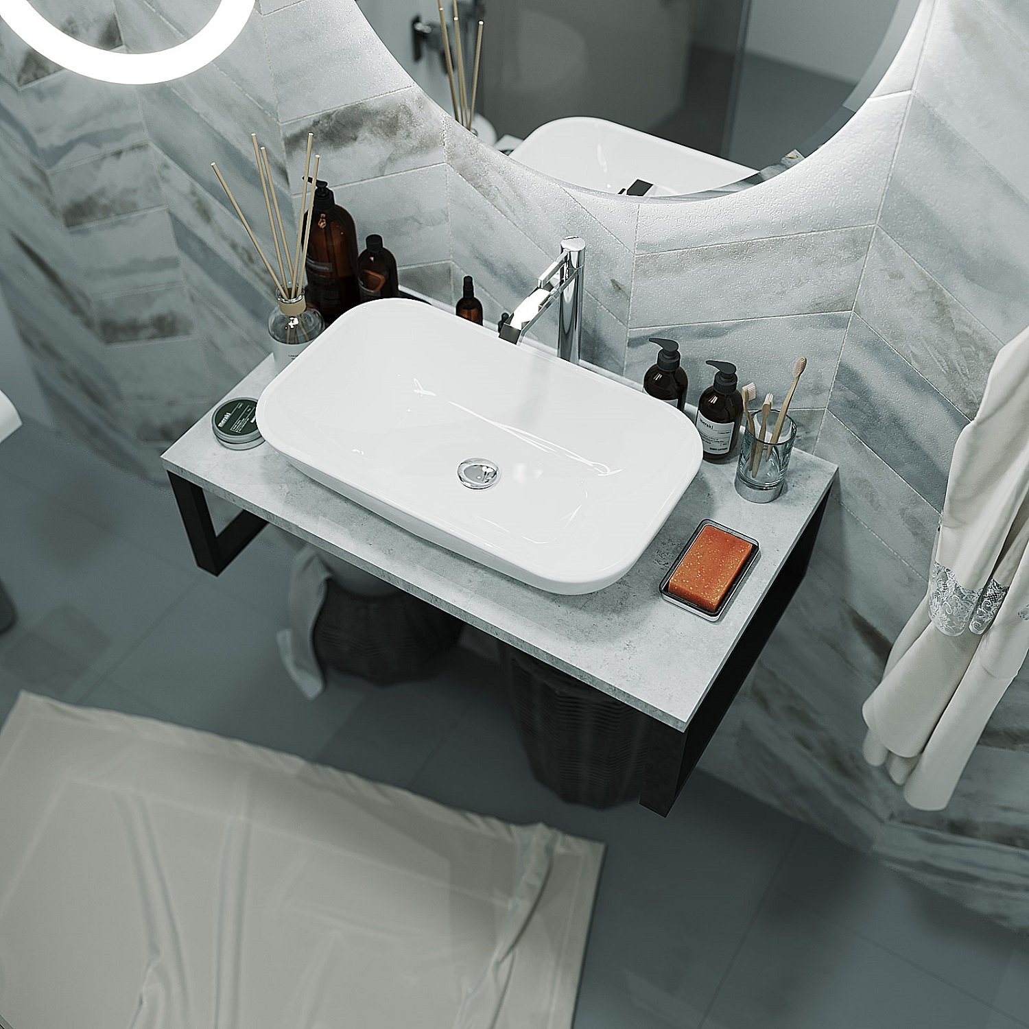 Столешница 1Marka Grunge Loft 80 Бетон светлый