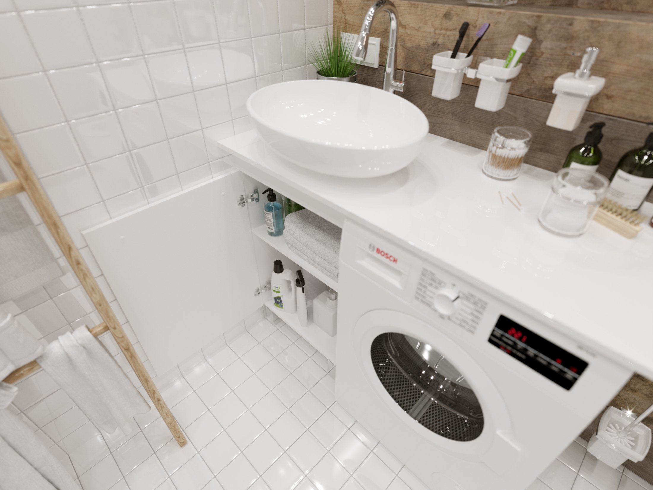 Столешница под стиральную машину 1Marka Wash 110 белый глянец
