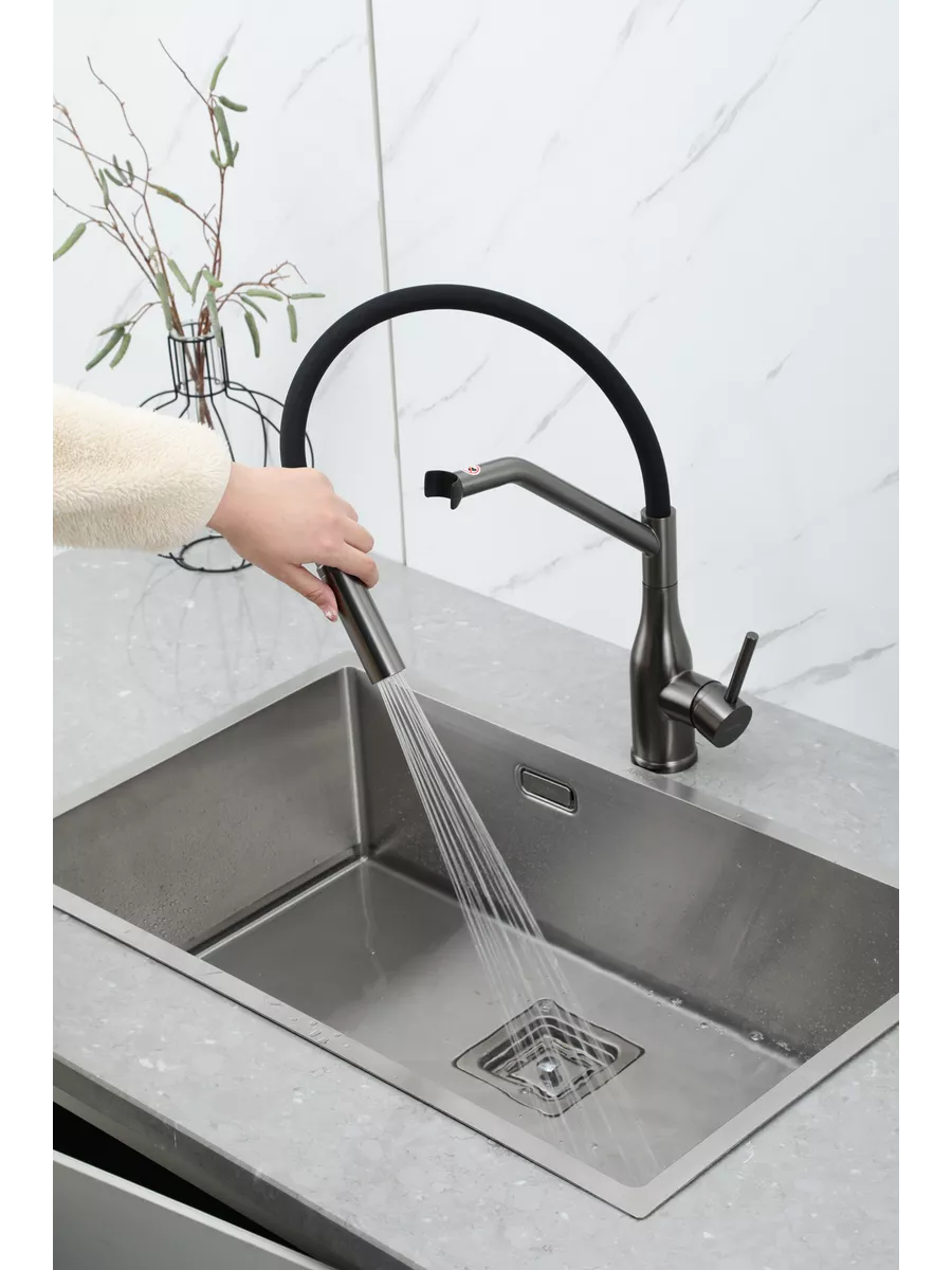 Смеситель для кухни Gappo G4098-19 оружейная сталь