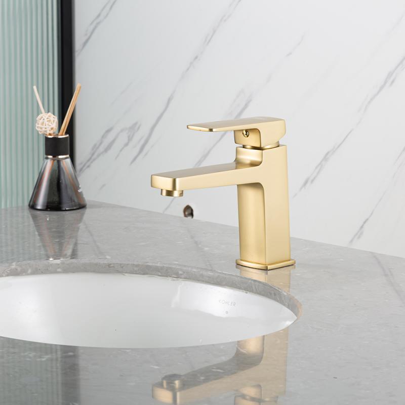 Смеситель для раковины Frap H90-3 F1090-3 золотой сатин